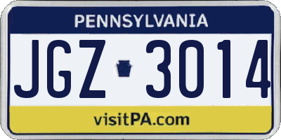 PA license plate JGZ3014