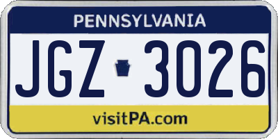 PA license plate JGZ3026