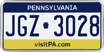 PA license plate JGZ3028
