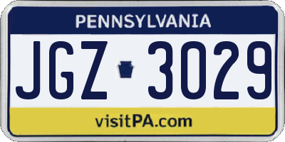PA license plate JGZ3029