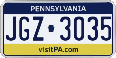 PA license plate JGZ3035