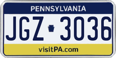 PA license plate JGZ3036