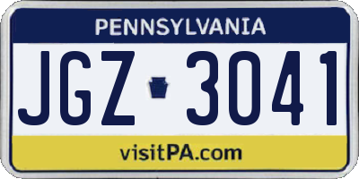 PA license plate JGZ3041