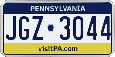 PA license plate JGZ3044