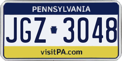 PA license plate JGZ3048