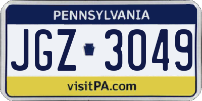 PA license plate JGZ3049