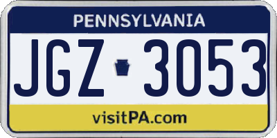 PA license plate JGZ3053