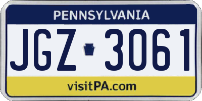 PA license plate JGZ3061