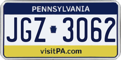 PA license plate JGZ3062