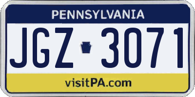 PA license plate JGZ3071