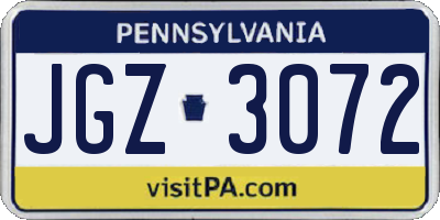 PA license plate JGZ3072