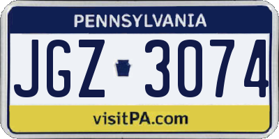 PA license plate JGZ3074