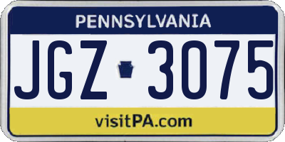 PA license plate JGZ3075