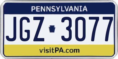 PA license plate JGZ3077