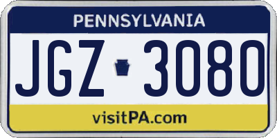 PA license plate JGZ3080