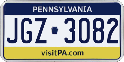 PA license plate JGZ3082