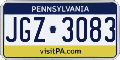 PA license plate JGZ3083