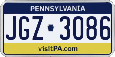 PA license plate JGZ3086