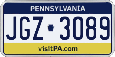 PA license plate JGZ3089