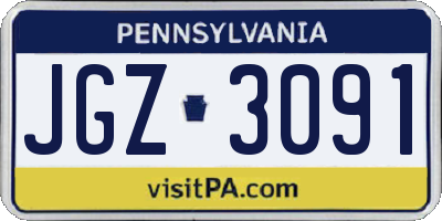 PA license plate JGZ3091
