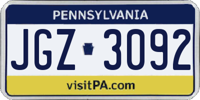 PA license plate JGZ3092