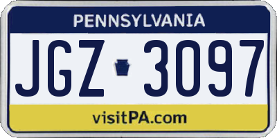 PA license plate JGZ3097