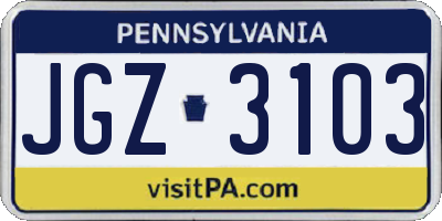 PA license plate JGZ3103