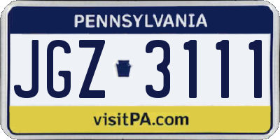 PA license plate JGZ3111