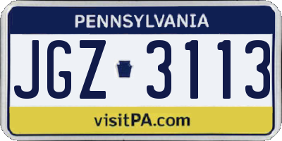 PA license plate JGZ3113
