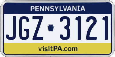 PA license plate JGZ3121