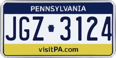 PA license plate JGZ3124