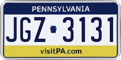 PA license plate JGZ3131