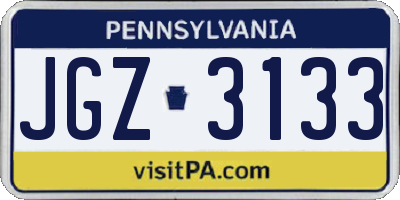 PA license plate JGZ3133