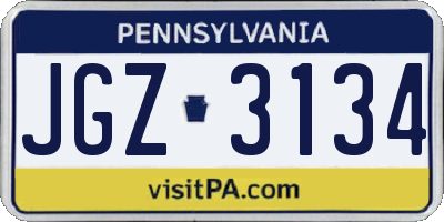 PA license plate JGZ3134