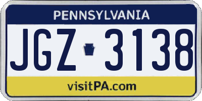 PA license plate JGZ3138