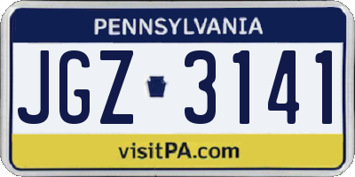 PA license plate JGZ3141