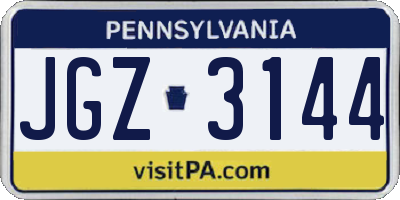 PA license plate JGZ3144