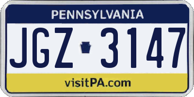 PA license plate JGZ3147