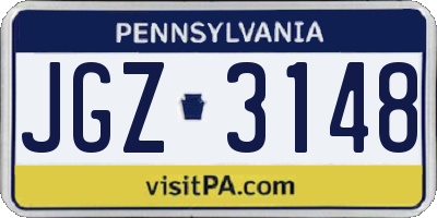 PA license plate JGZ3148