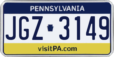 PA license plate JGZ3149