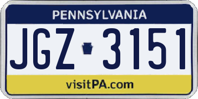 PA license plate JGZ3151