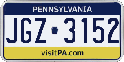 PA license plate JGZ3152