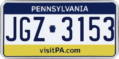 PA license plate JGZ3153