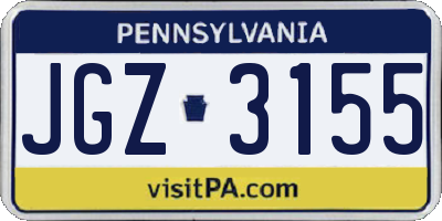 PA license plate JGZ3155