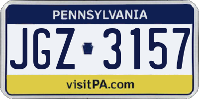 PA license plate JGZ3157