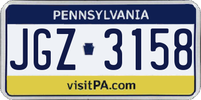 PA license plate JGZ3158