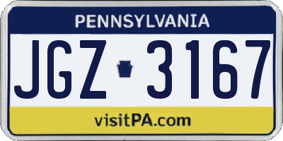PA license plate JGZ3167