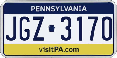 PA license plate JGZ3170