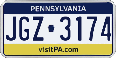 PA license plate JGZ3174