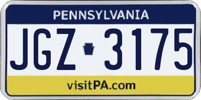 PA license plate JGZ3175